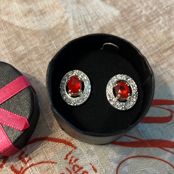 Jewelry - Oval faux ruby earrings in beautiful gift box